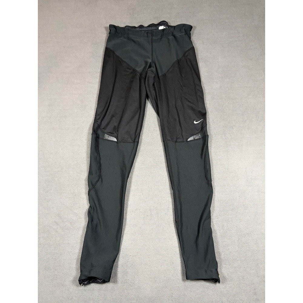 Nike Running Tights Womens Medium Black Nike Fit Dry Reflective Zip Ankle
